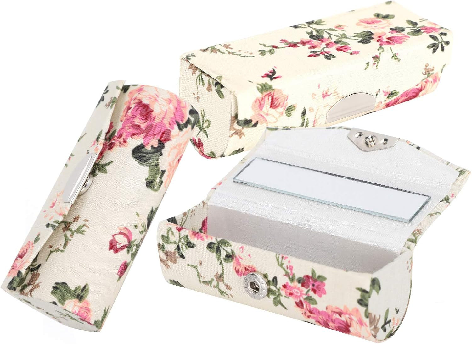 3Pcs Lipstick Case Holder with Mirror Lipstick Box, Lipstick Storage Box with Mirror Lipstick Storage Exquisite Pattern Lipstick Storage Box Diy Empty Lipstick Tube Case Cosmetic