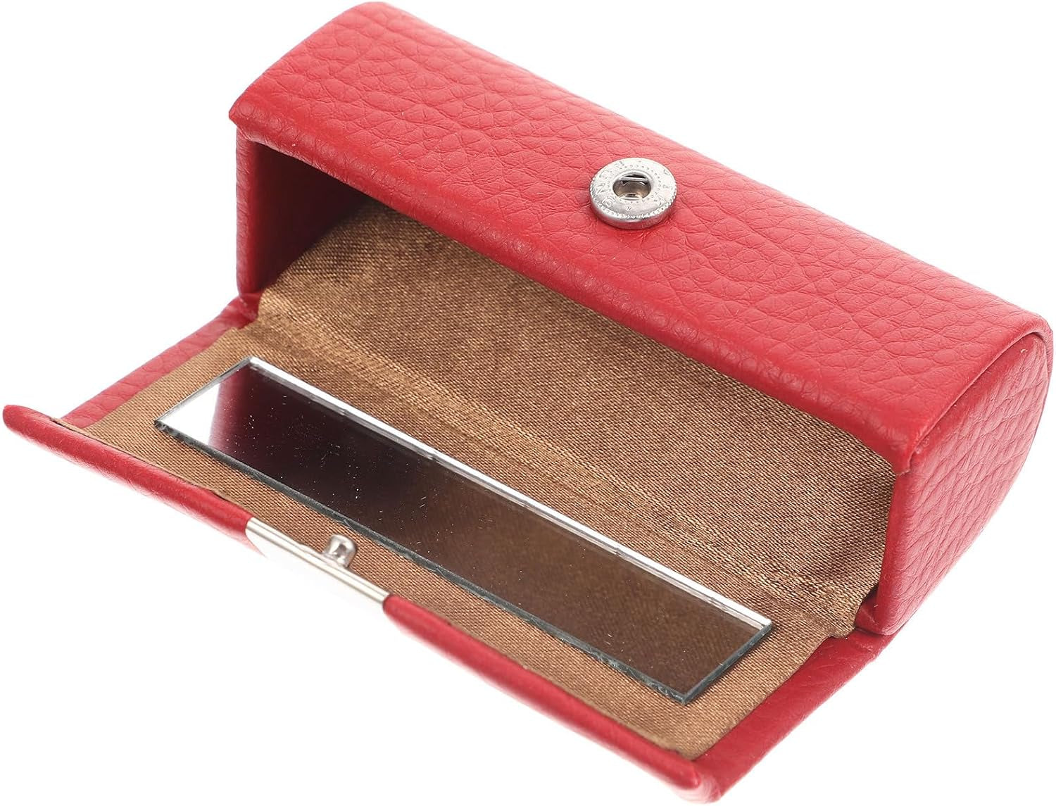 Lipstick Case Purse Holder Leather Holder Lipstick Box with Mirror Makeup Travel Cases Cosmetic Storage Organizer for Women Lipsticks Lip Gloss Lip Balm Red Lip Balm Holder