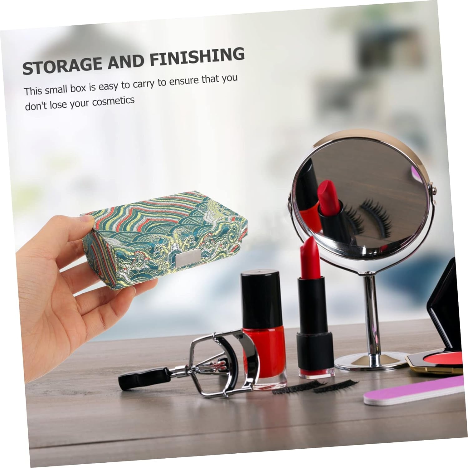 Ladies Lipstick Case with Mirror Chinese Lipstick Holder Cosmetic Storage Travel Case for Purse Elegant Organizer for Makeup Brushes and Lipsticks for Women the Go