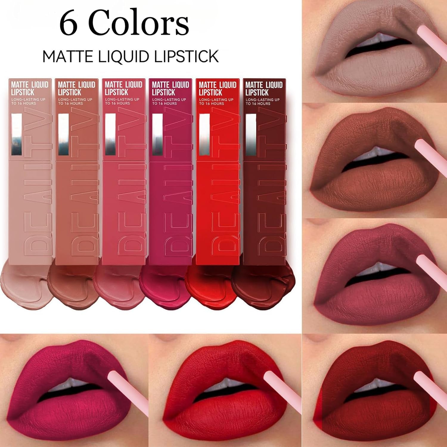 Hot Pink Lipstick Stain, Rose Lipstick Matte Long Lasting, Bright Pink Matte Liquid Lipstick for Women, All Day Waterproof and Smudge Proof