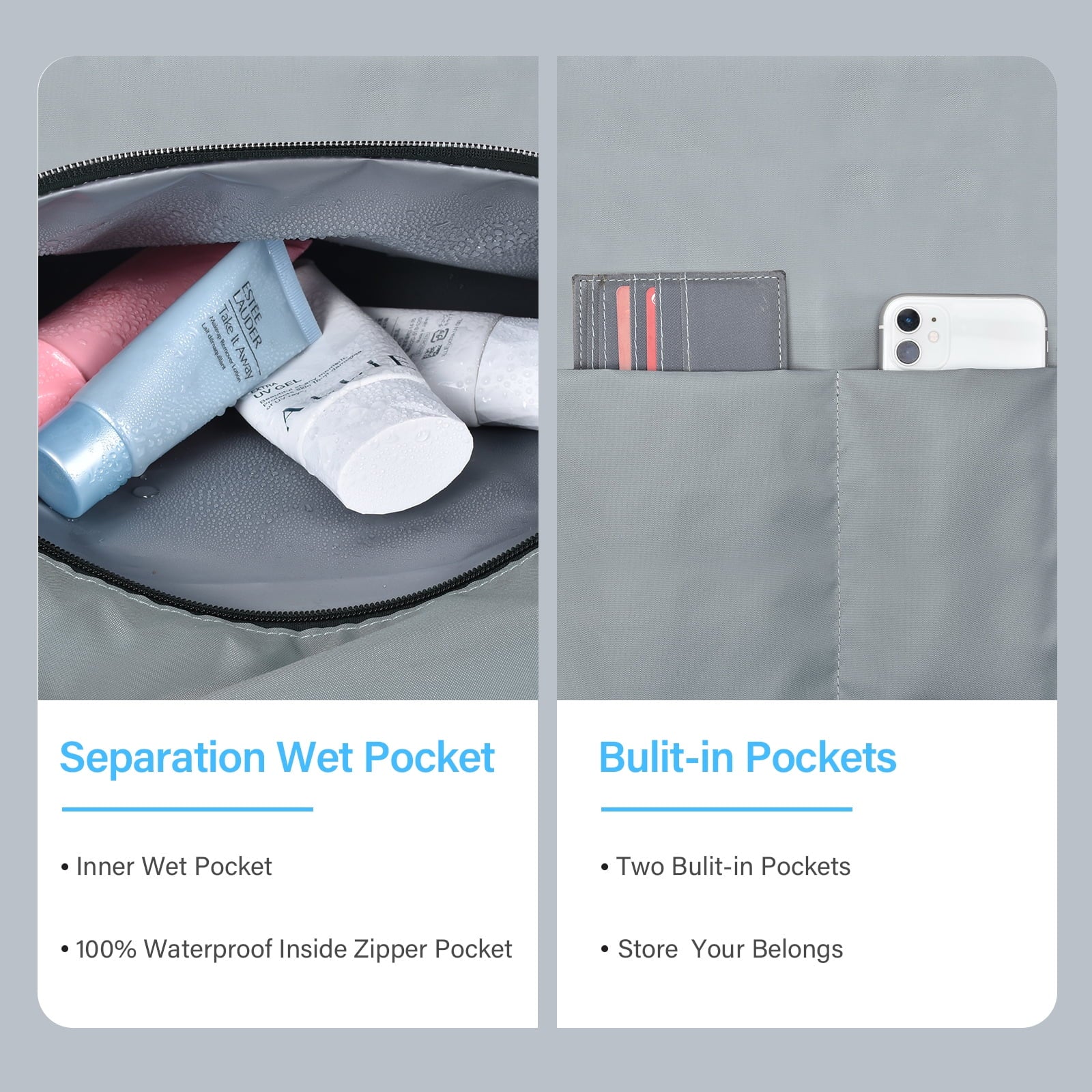 Beach Bags for Women, Beach Tote Bag Waterproof Sandproof Swim Pool Bag Large Capacity Beach Bag with Wet Pocket