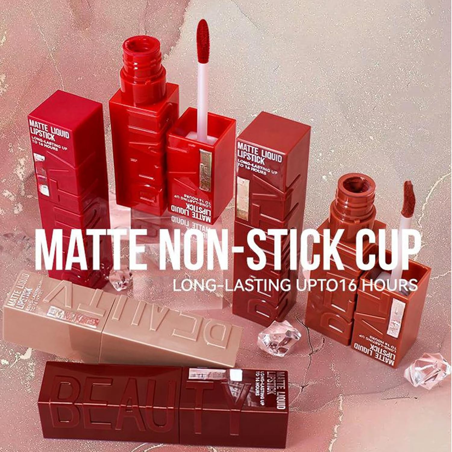 Hot Pink Lipstick Stain, Rose Lipstick Matte Long Lasting, Bright Pink Matte Liquid Lipstick for Women, All Day Waterproof and Smudge Proof