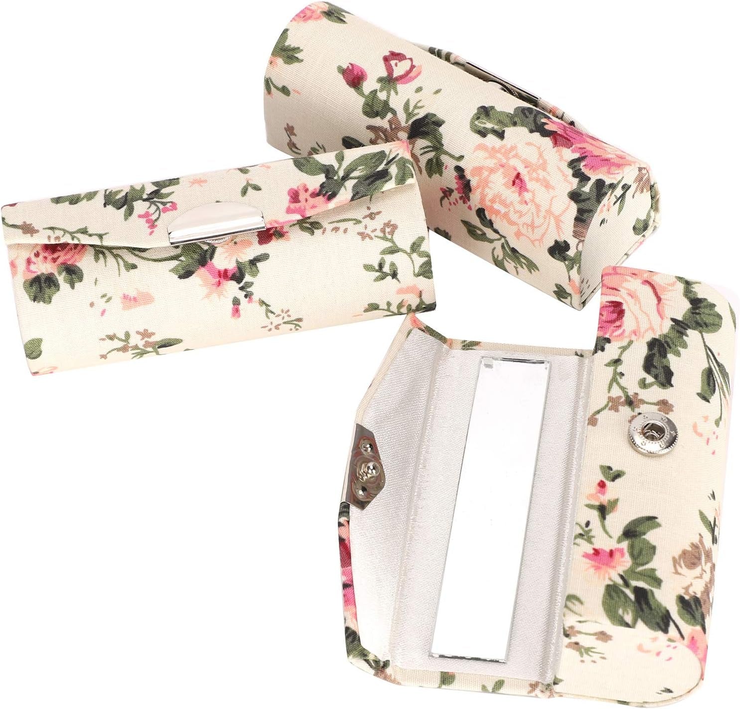 3Pcs Lipstick Case Holder with Mirror Lipstick Box, Lipstick Storage Box with Mirror Lipstick Storage Exquisite Pattern Lipstick Storage Box Diy Empty Lipstick Tube Case Cosmetic