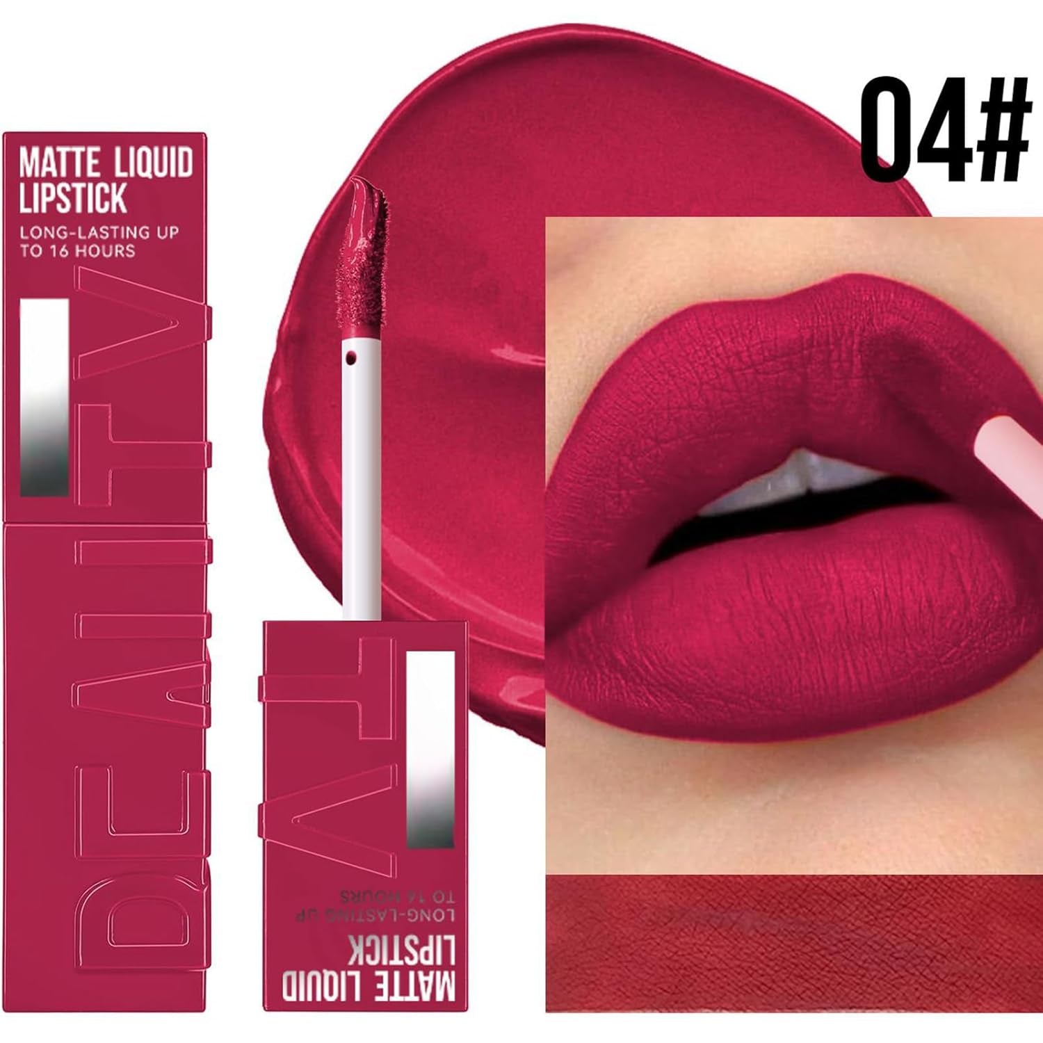 Hot Pink Lipstick Stain, Rose Lipstick Matte Long Lasting, Bright Pink Matte Liquid Lipstick for Women, All Day Waterproof and Smudge Proof