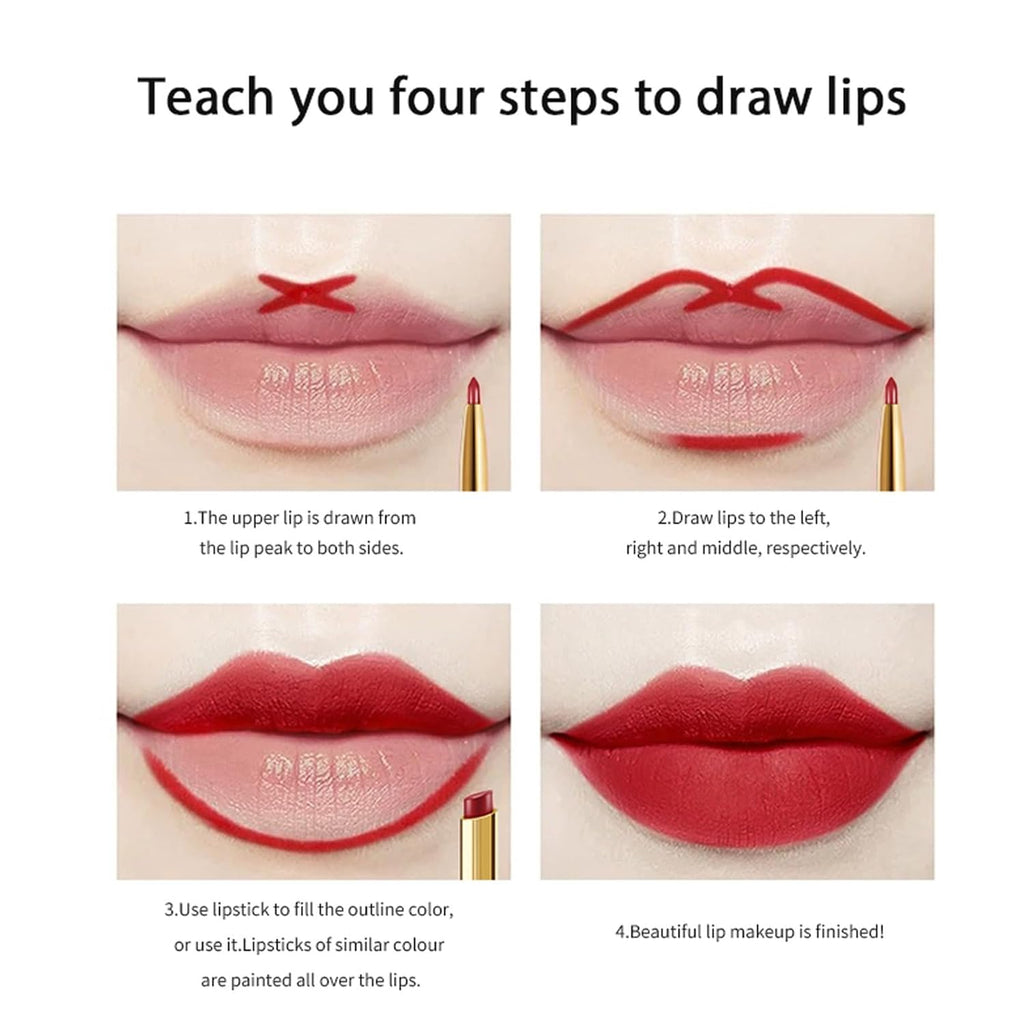 Visulong 2-In-1 Waterproof Lipstick Lip Liner,Visulong Lipstick,Double Ended Lipstick Automatic Lip Liner Matte Waterproof Non-Fading Non-Stick Lipstick (7#, One Size)