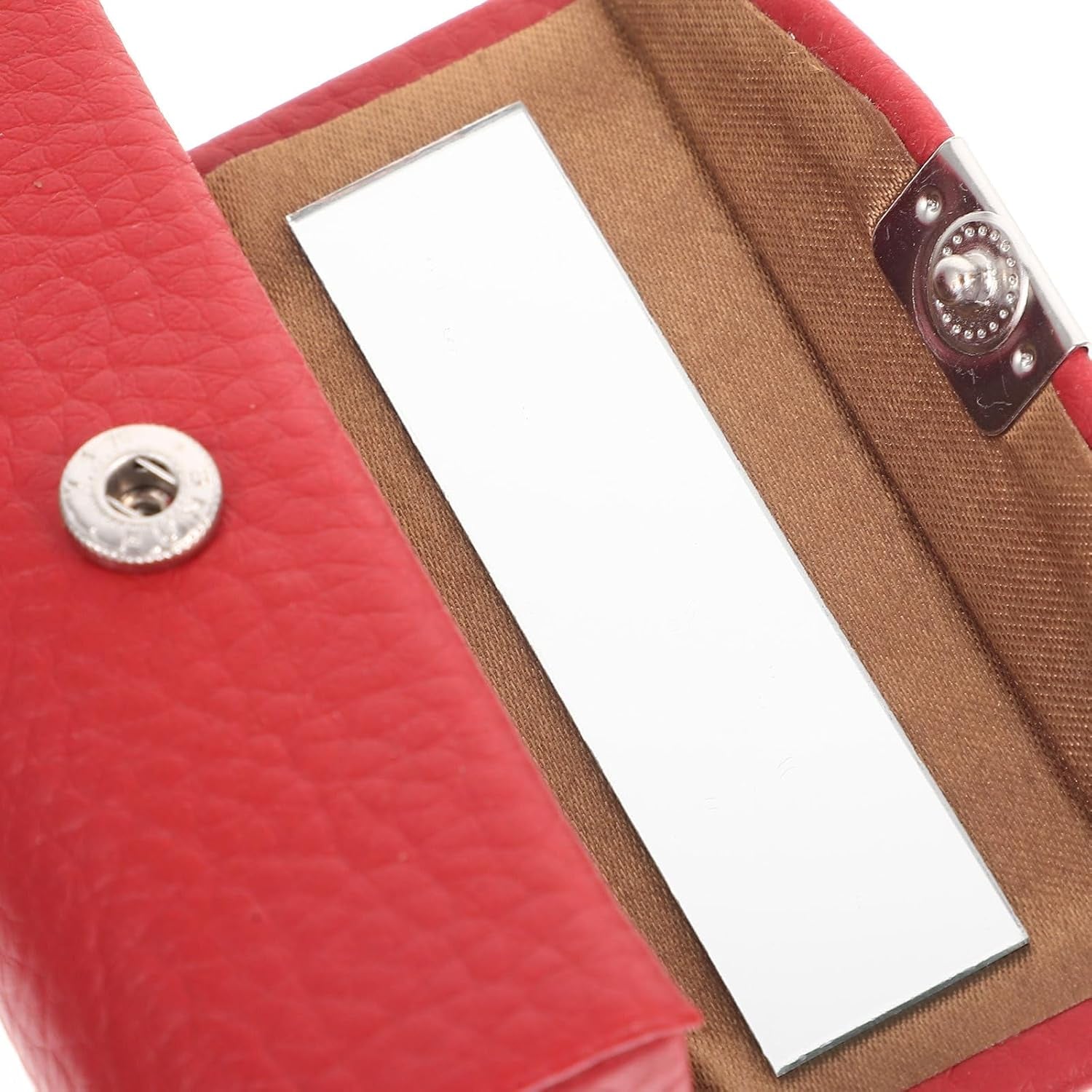 Lipstick Case Purse Holder Leather Holder Lipstick Box with Mirror Makeup Travel Cases Cosmetic Storage Organizer for Women Lipsticks Lip Gloss Lip Balm Red Lip Balm Holder
