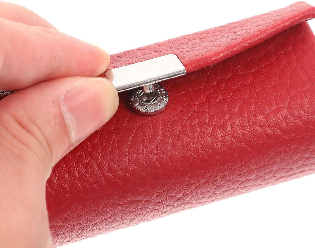 Lipstick Case Purse Holder Leather Holder Lipstick Box with Mirror Makeup Travel Cases Cosmetic Storage Organizer for Women Lipsticks Lip Gloss Lip Balm Red Lip Balm Holder