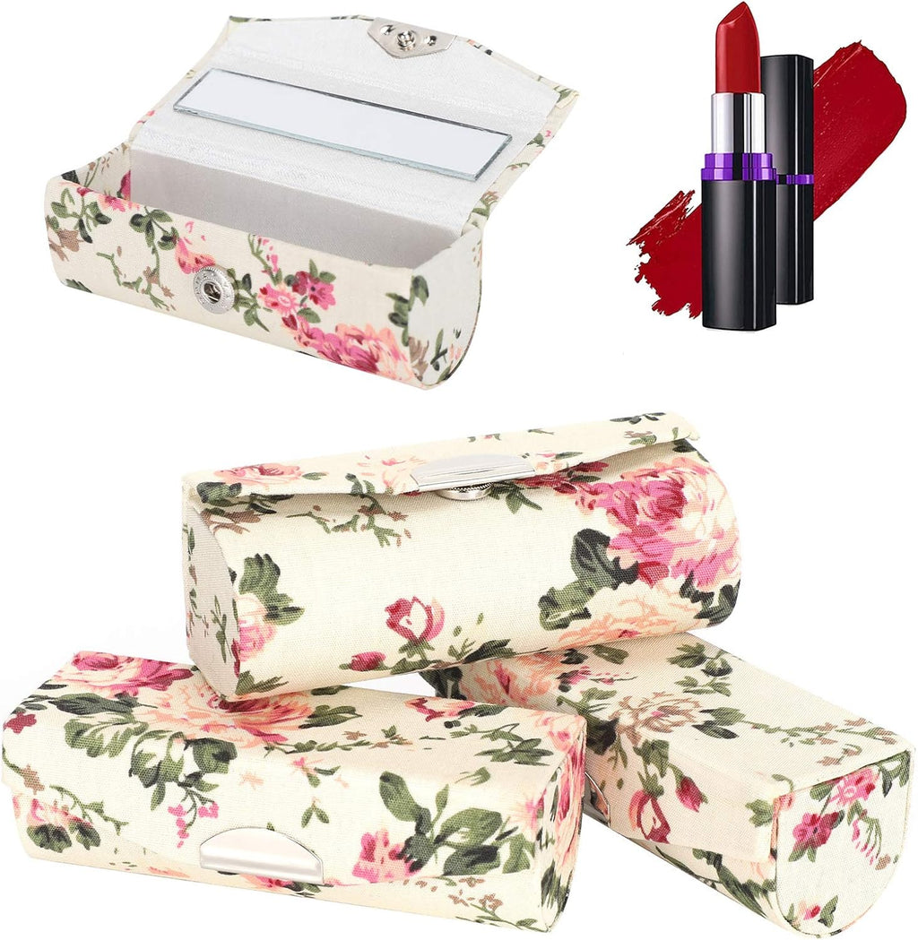 3Pcs Lipstick Case Holder with Mirror Lipstick Box, Lipstick Storage Box with Mirror Lipstick Storage Exquisite Pattern Lipstick Storage Box Diy Empty Lipstick Tube Case Cosmetic